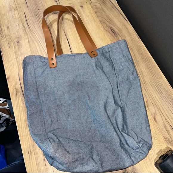 El Tosoro tequila tote bag denim leather gold pockets - Picture 6 of 11